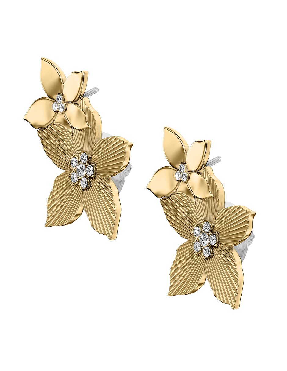 Broqueles de flor Fossil Sutton con acabado pulido cristal