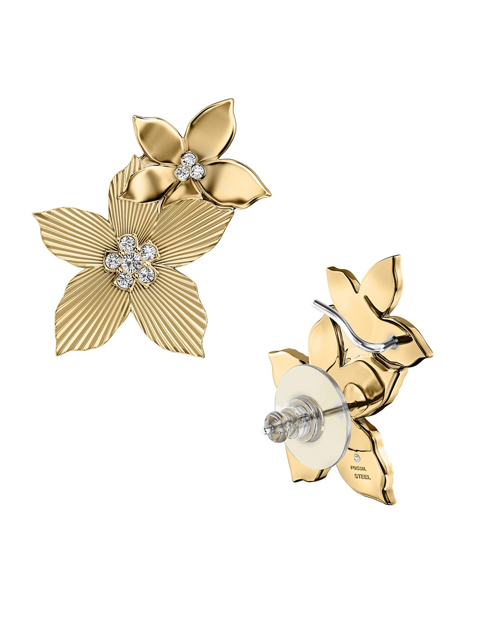 Broqueles de flor Fossil Sutton con acabado pulido cristal