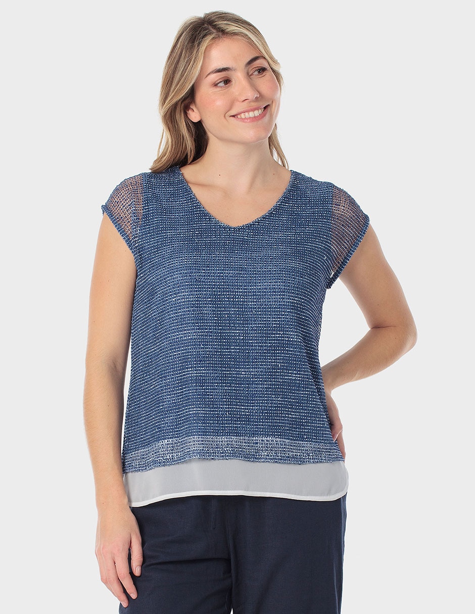 Blusa manga corta cuello V para mujer Blusa manga corta cuello V para mujer