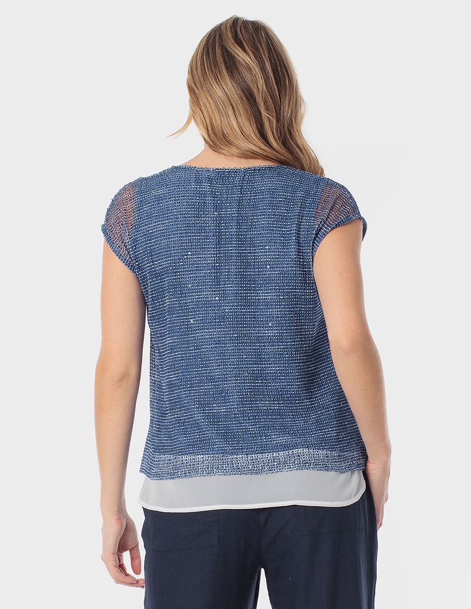 Blusa manga corta cuello V para mujer 2