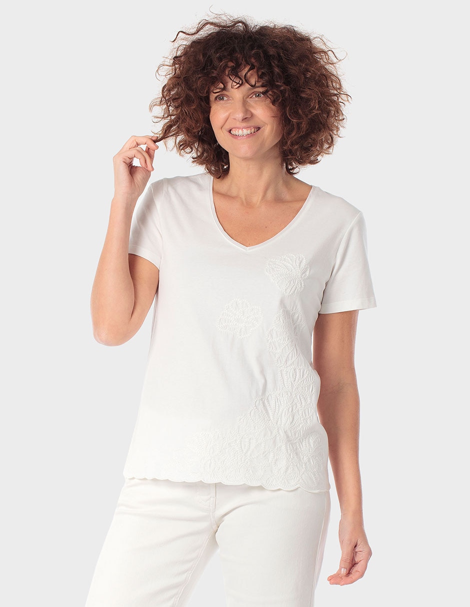 Playera manga corta cuello V para mujer Playera manga corta cuello V para mujer