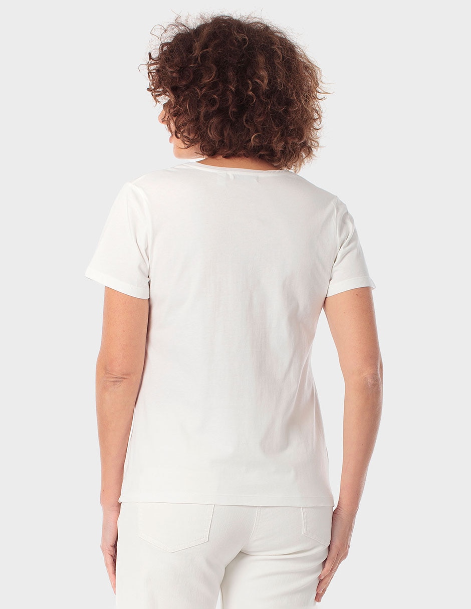 Playera manga corta cuello V para mujer 2