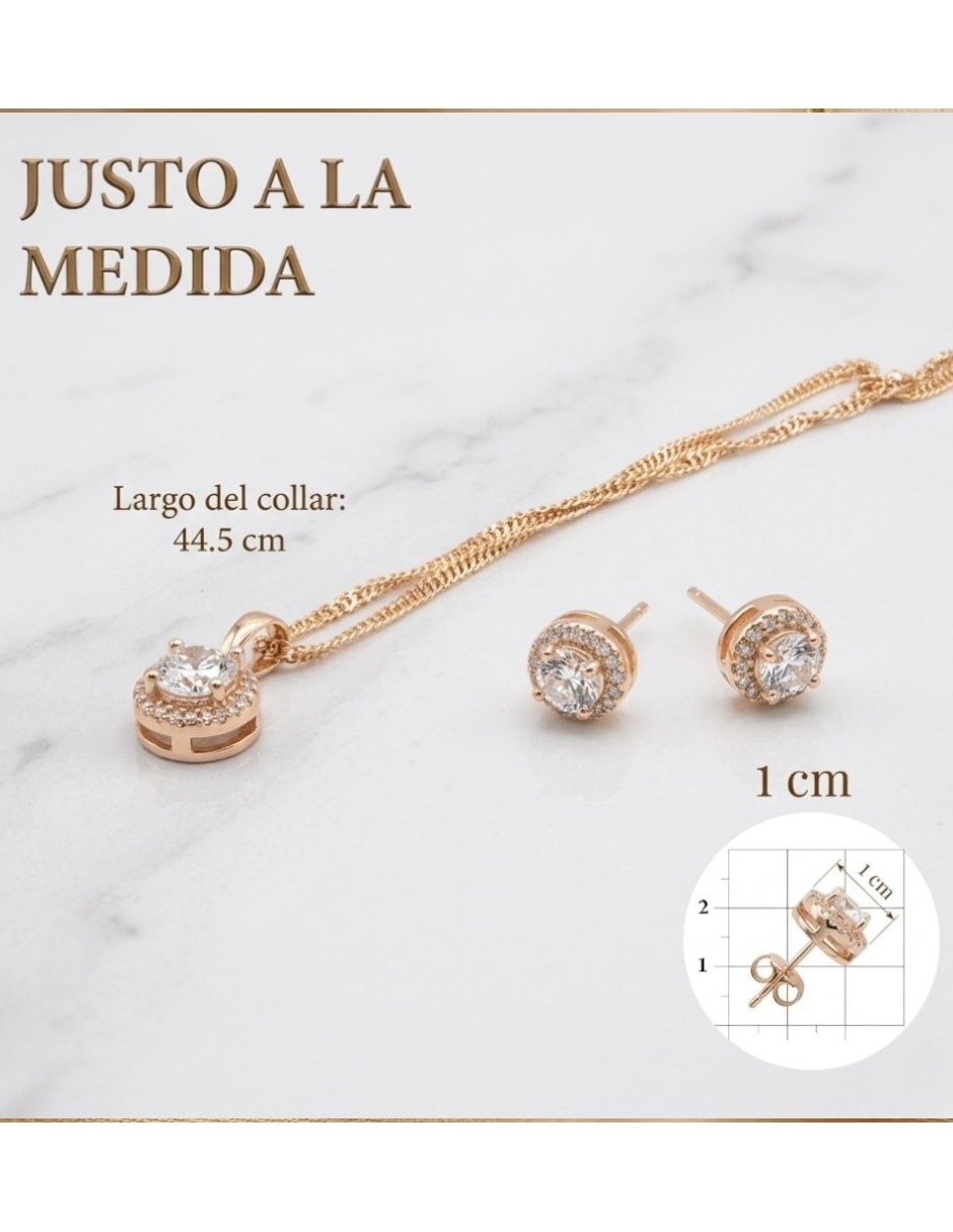 Aretes y collar de oro laminado 14 K zirconia cúbica 2