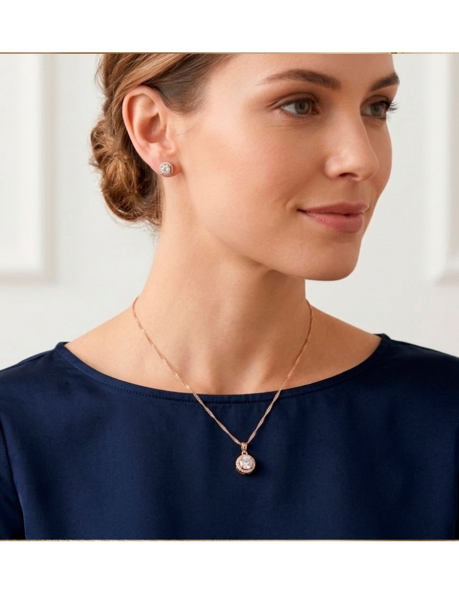 Aretes y collar de oro laminado 14 K zirconia cúbica 5
