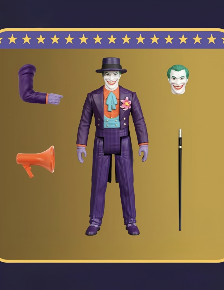Figura de colección  artículada the batman movie joker vintage mezco