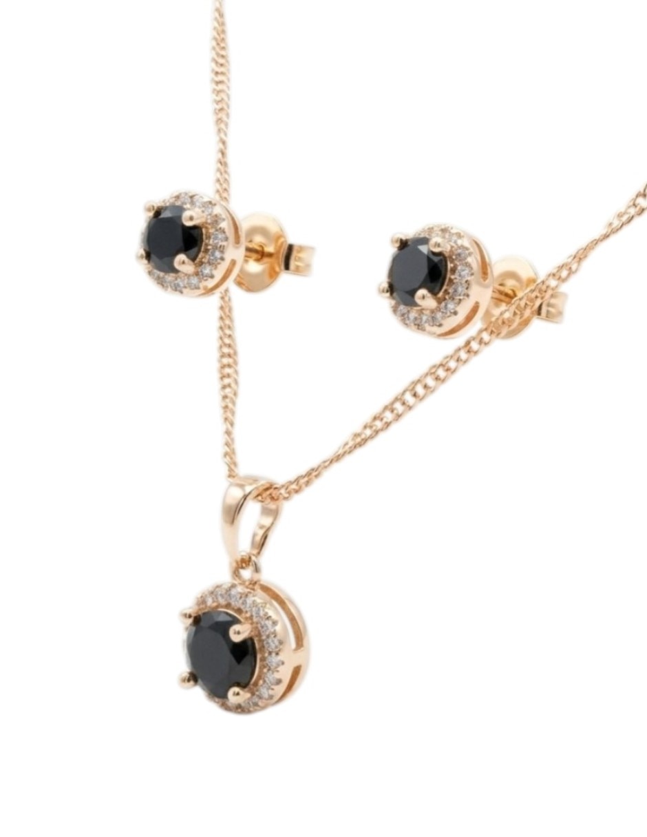 Aretes y collar de oro laminado 14 K zirconia cúbica