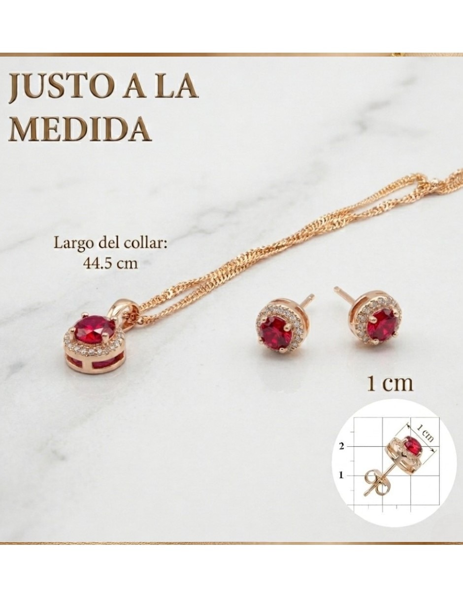 Aretes y collar Cm-Top de oro laminado 14 K zirconia cúbica