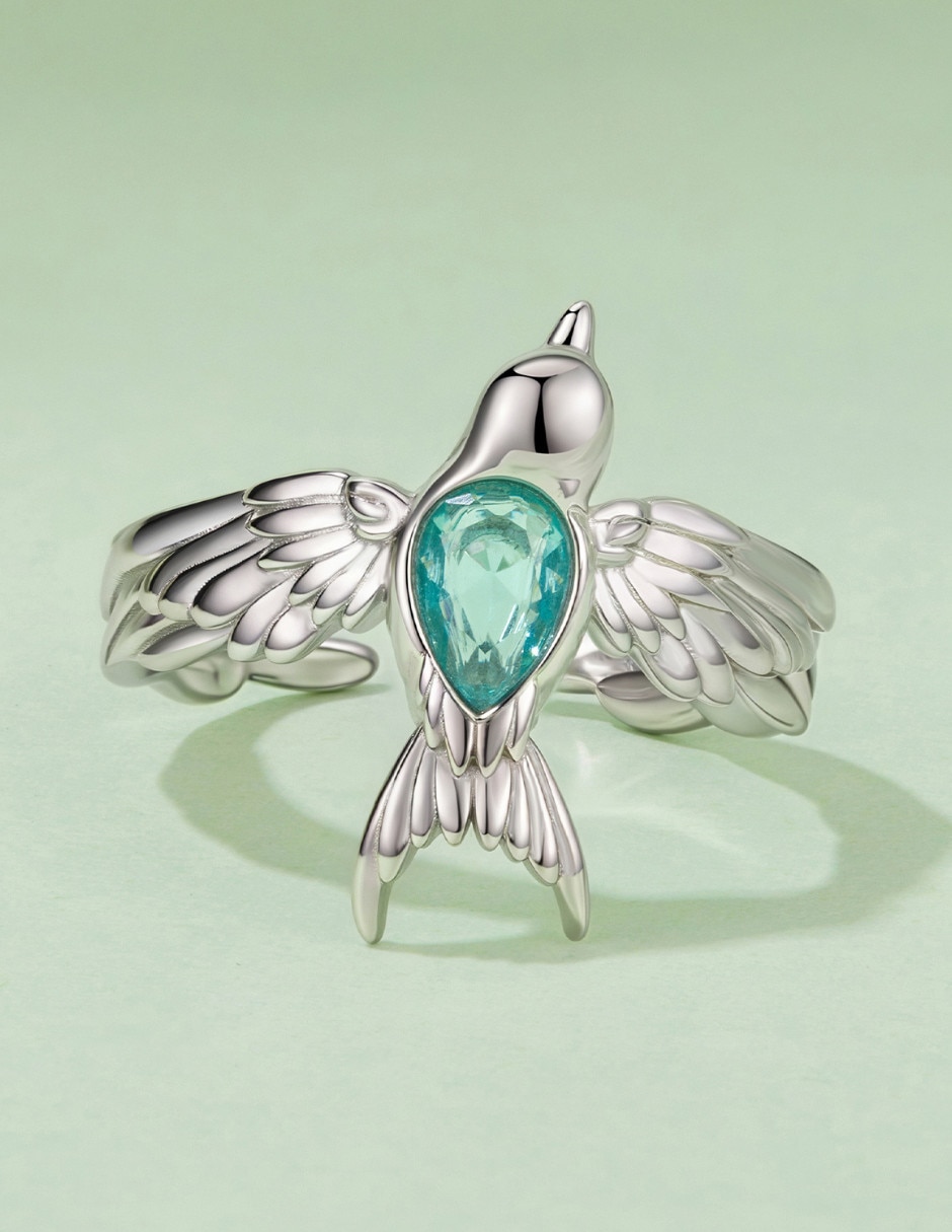 De pájaro chulada nature p 925 de plata cristal pulido