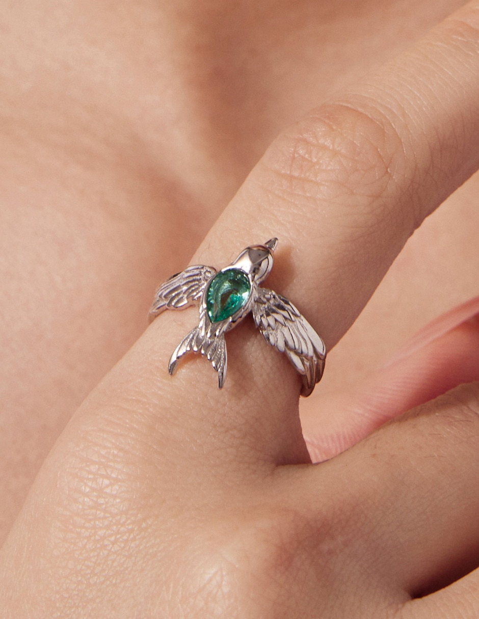 De pájaro chulada nature p 925 de plata cristal pulido