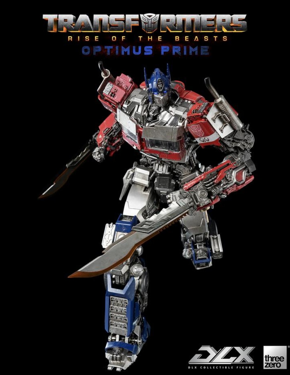 Figura de colección transformers: rise of the beasts optimus prime deluxe threezero con luz