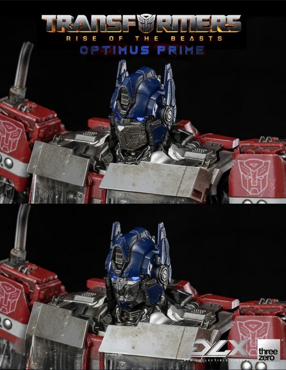 Figura de colección transformers: rise of the beasts optimus prime deluxe threezero con luz