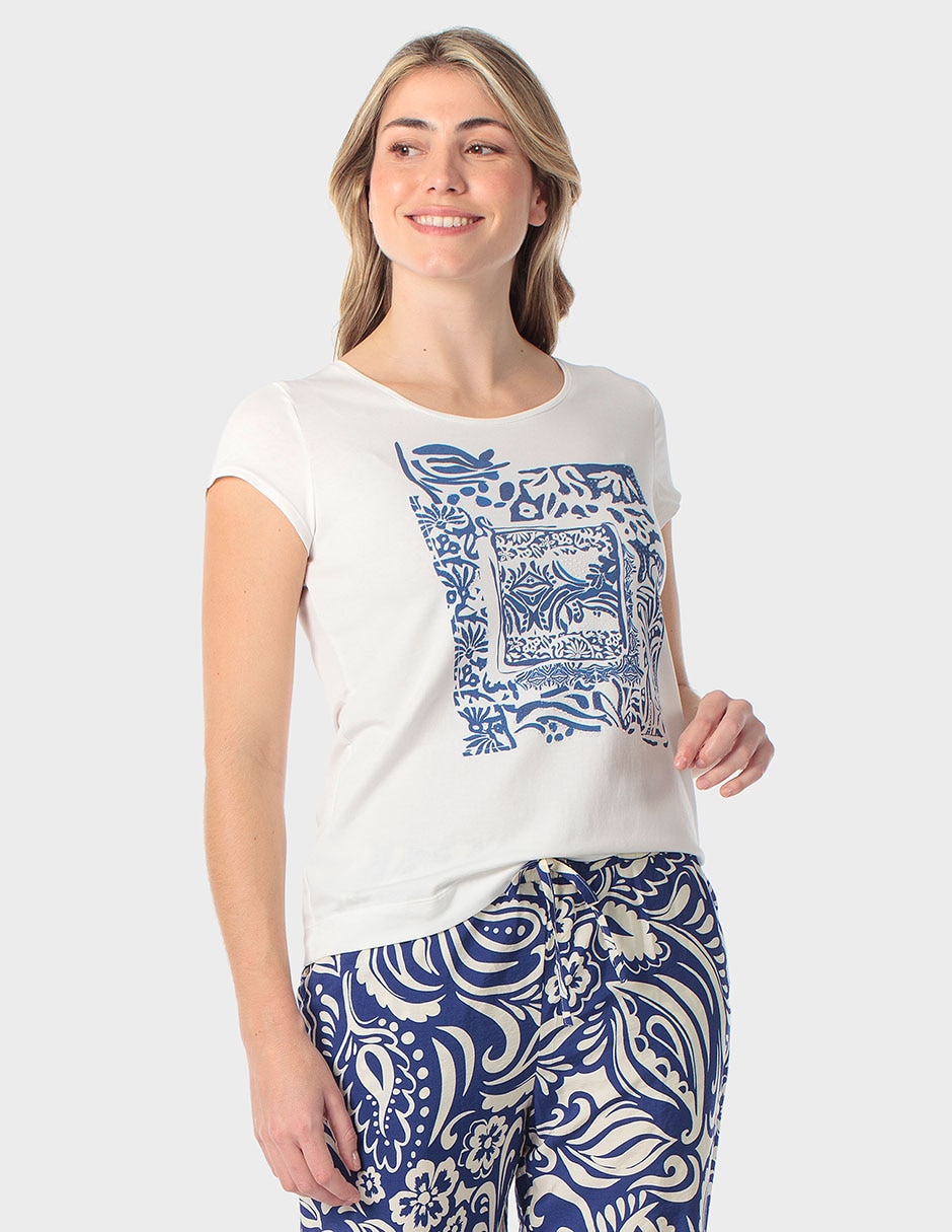 Playera manga corta cuello redondo para mujer Playera manga corta cuello redondo para mujer