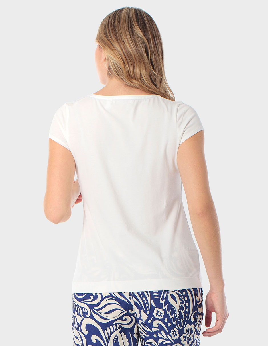 Playera manga corta Punt Roma cuello redondo para mujer