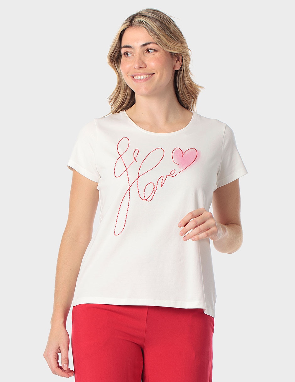 Playera manga corta cuello redondo para mujer Playera manga corta cuello redondo para mujer