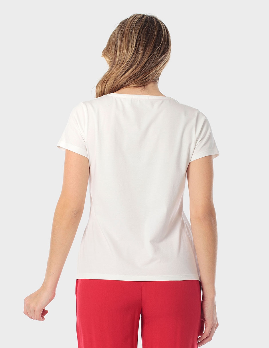 Playera manga corta Punt Roma cuello redondo para mujer