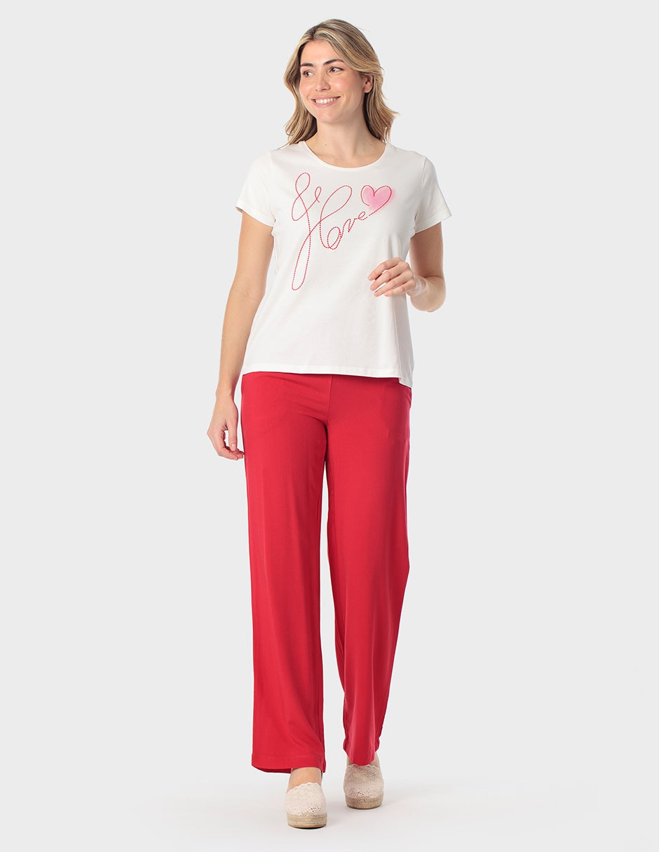 Playera manga corta Punt Roma cuello redondo para mujer
