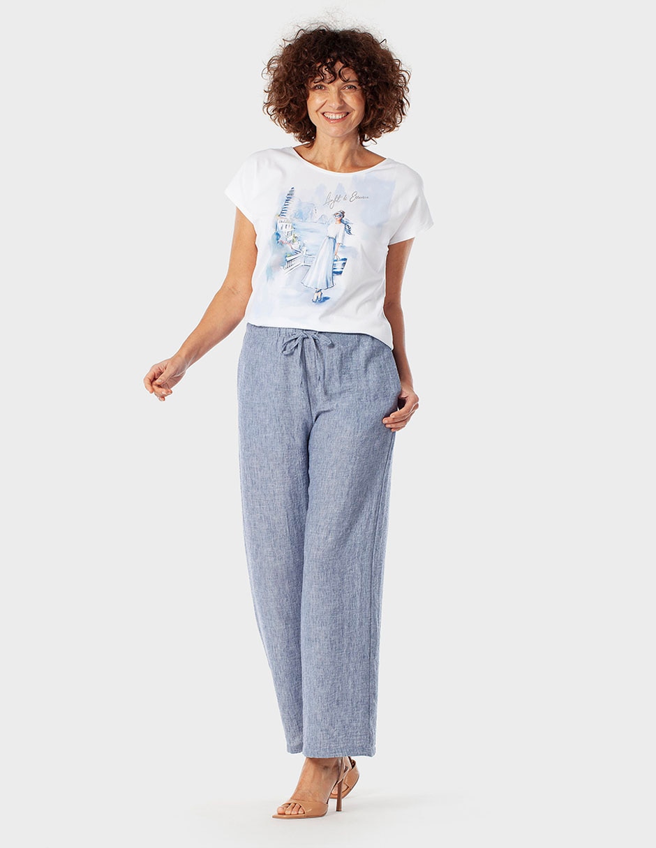 Playera manga corta Punt Roma cuello redondo para mujer