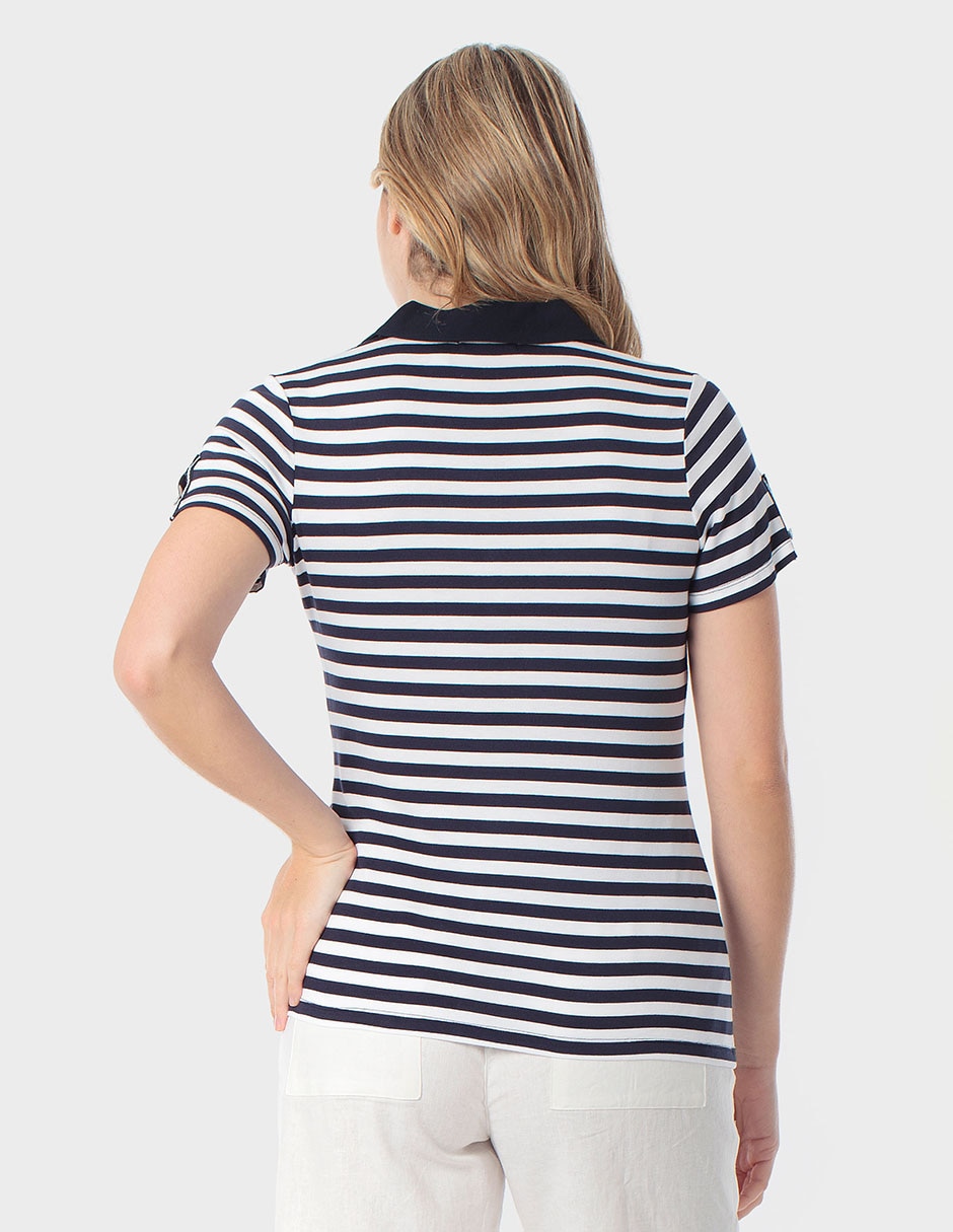 Playera manga corta Punt Roma cuello polo para mujer