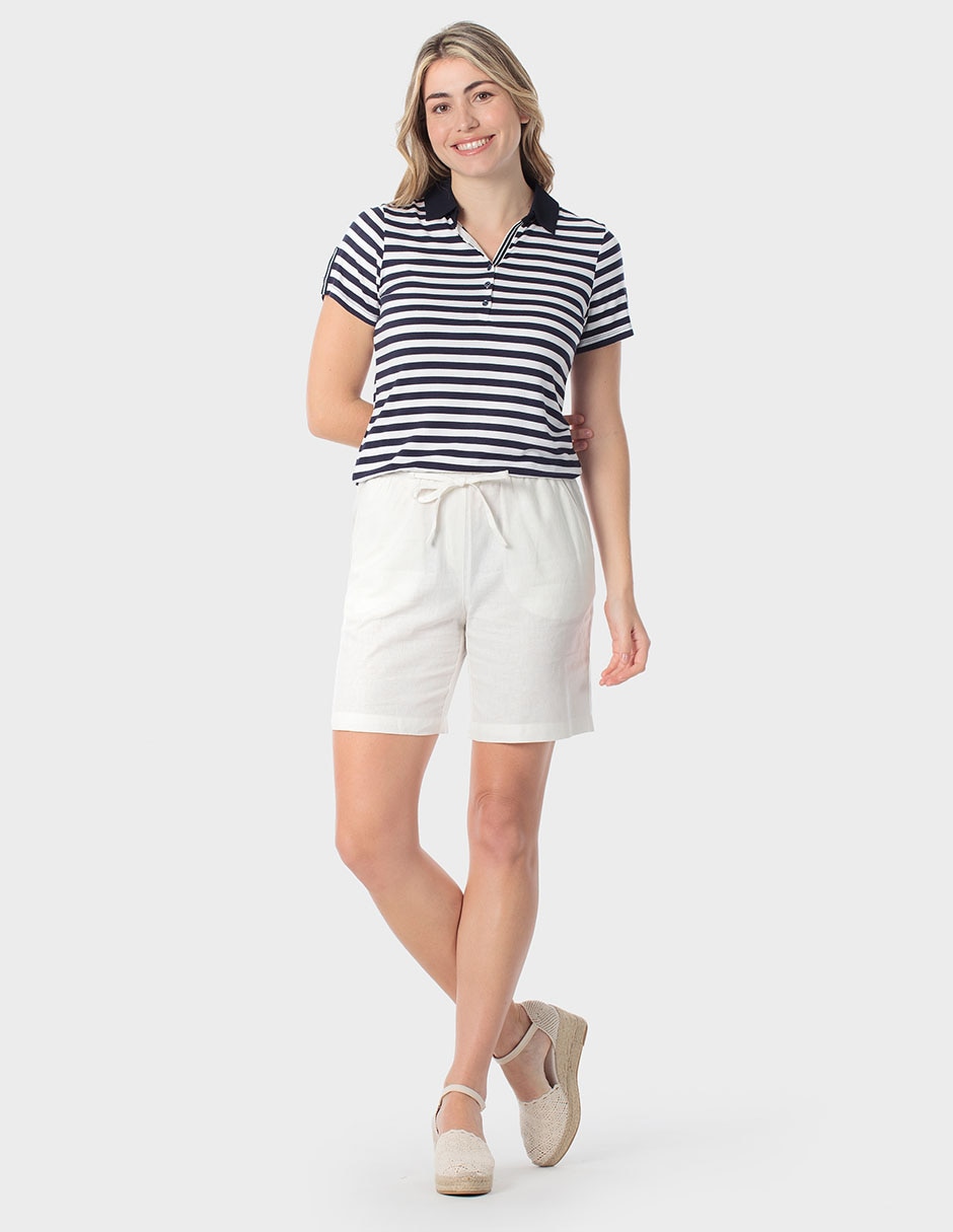 Playera manga corta Punt Roma cuello polo para mujer