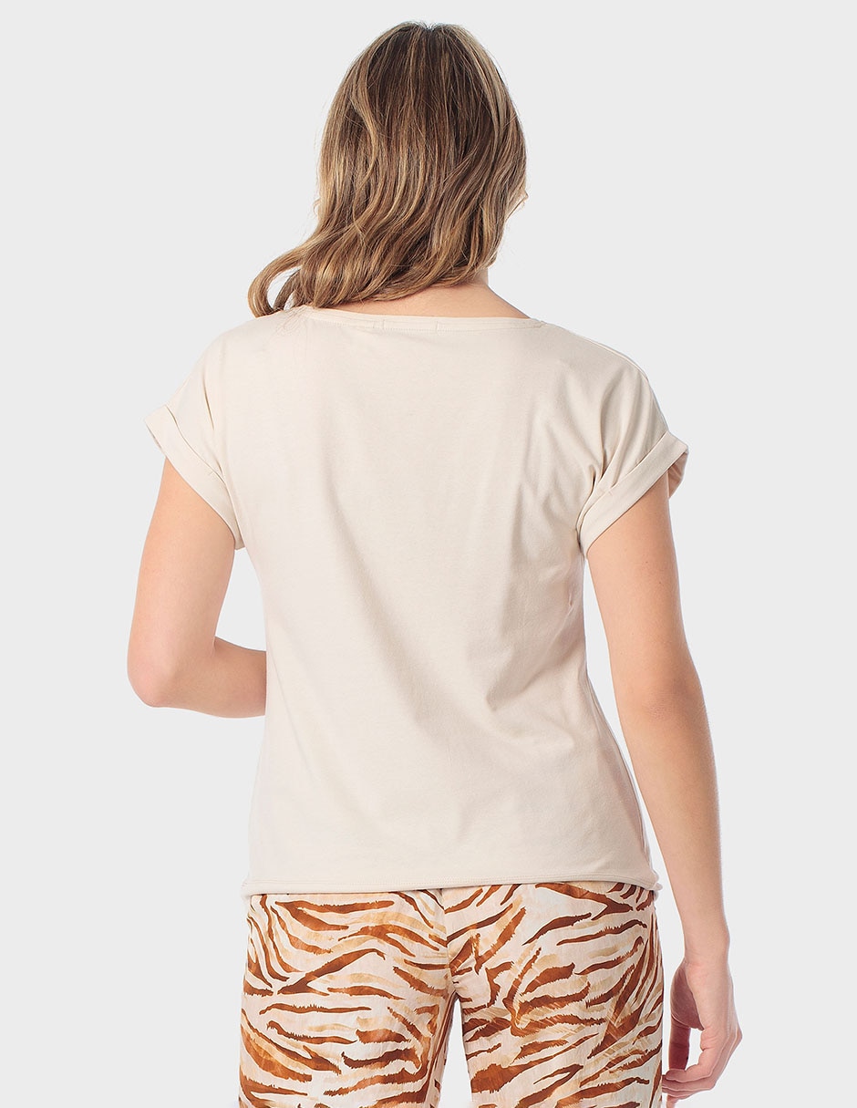 Playera manga corta Punt Roma cuello redondo para mujer