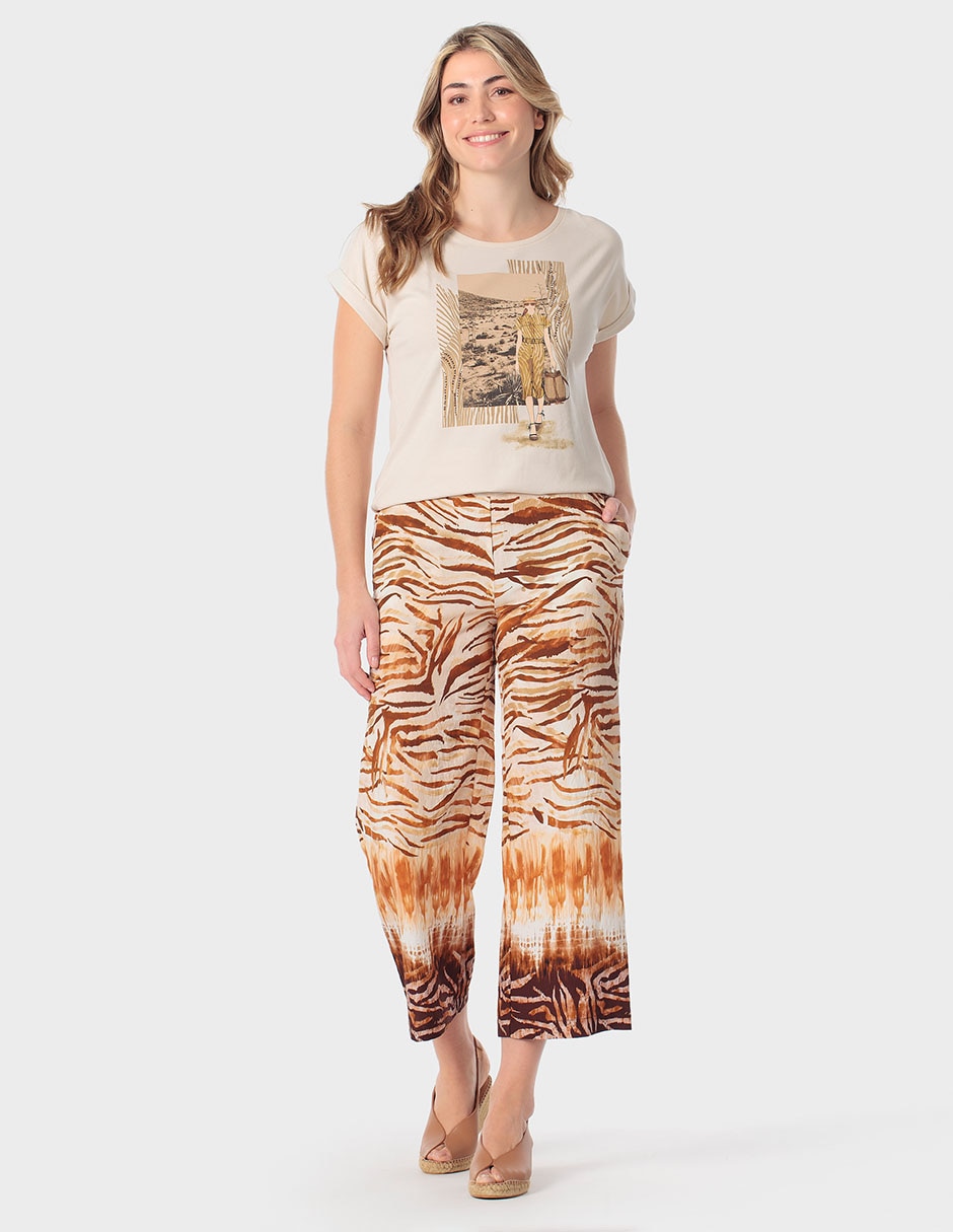 Playera manga corta Punt Roma cuello redondo para mujer