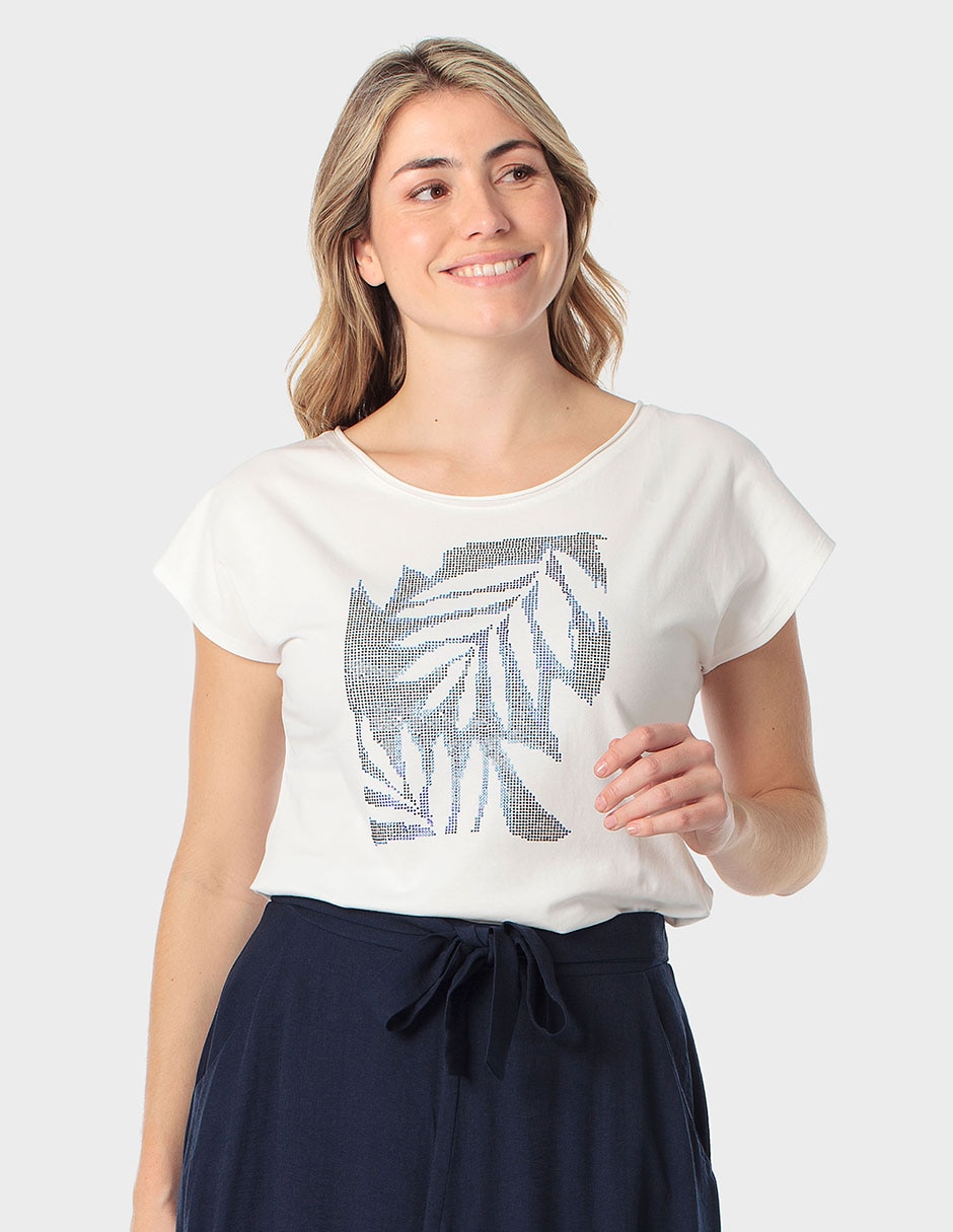 Playera manga corta Punt Roma cuello redondo para mujer