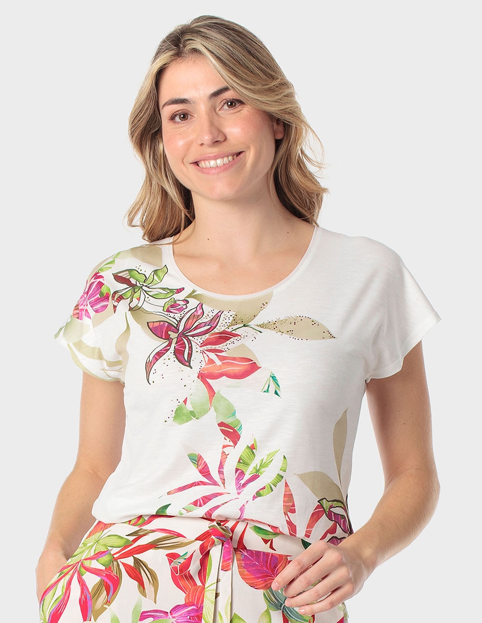 Playera manga corta Punt Roma cuello redondo para mujer