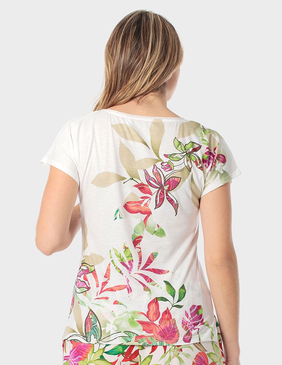Playera manga corta Punt Roma cuello redondo para mujer