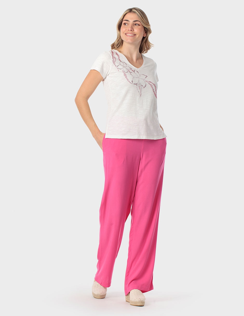 Playera manga corta Punt Roma cuello redondo para mujer