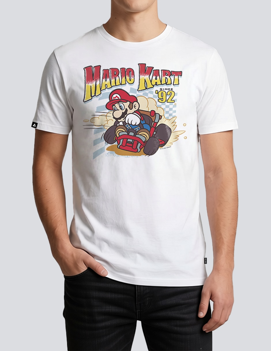Playera super mario mario kart cuello redondo para hombre