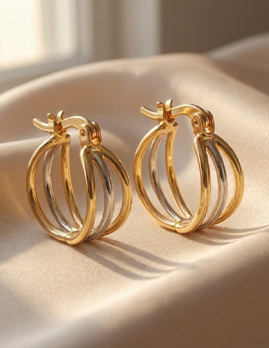 Aretes huggies Generica de oro laminado 18 k