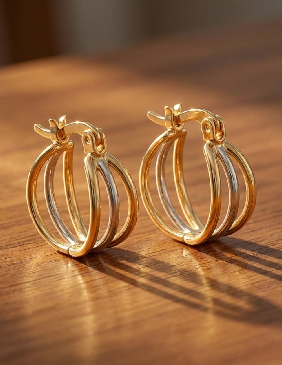 Aretes huggies Generica de oro laminado 18 k