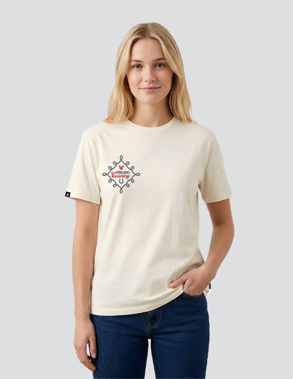 Playera manga corta cuello redondo para mujer