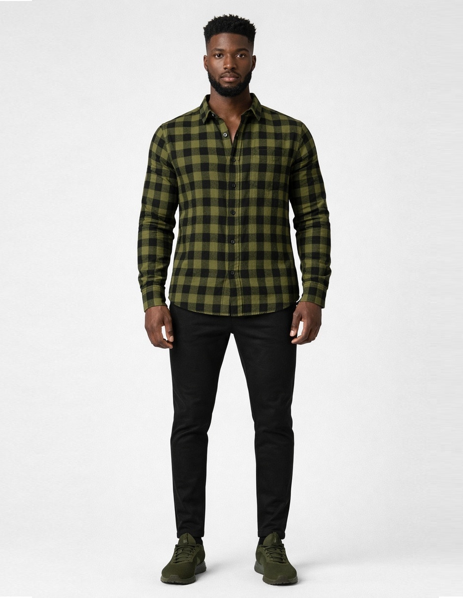Camisa casual manga larga para hombre