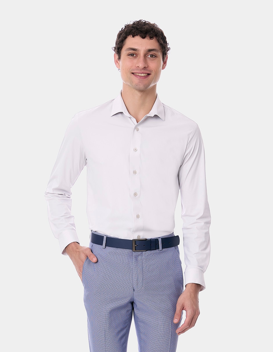 Camisa/Sobrecamisa Formal de (si aplica) Mezcla de materiales manga Larga para hombre 1