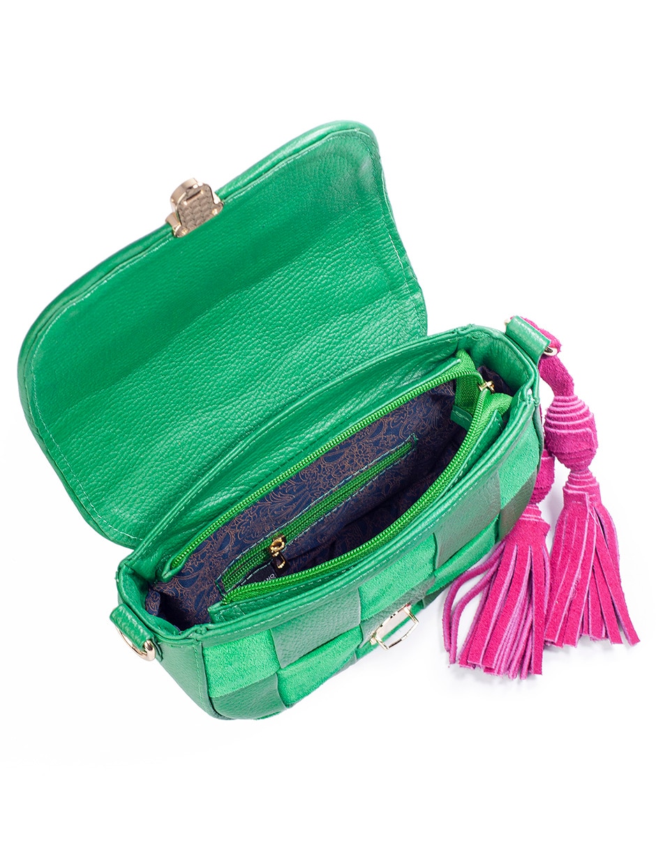 Bolsa crossbody Paulina entretijida de piel bovino para mujer 6