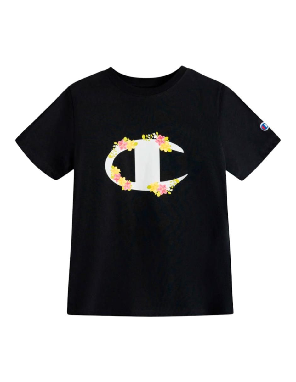 Playera manga corta champion playera champion c logo floral cuello redondo para mujer