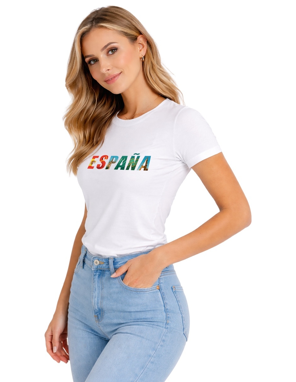 Playera manga corta Voltaica cuello redondo para mujer