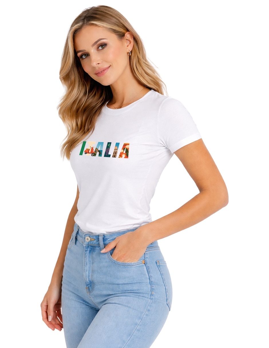 Playera manga corta cuello redondo para mujer 5