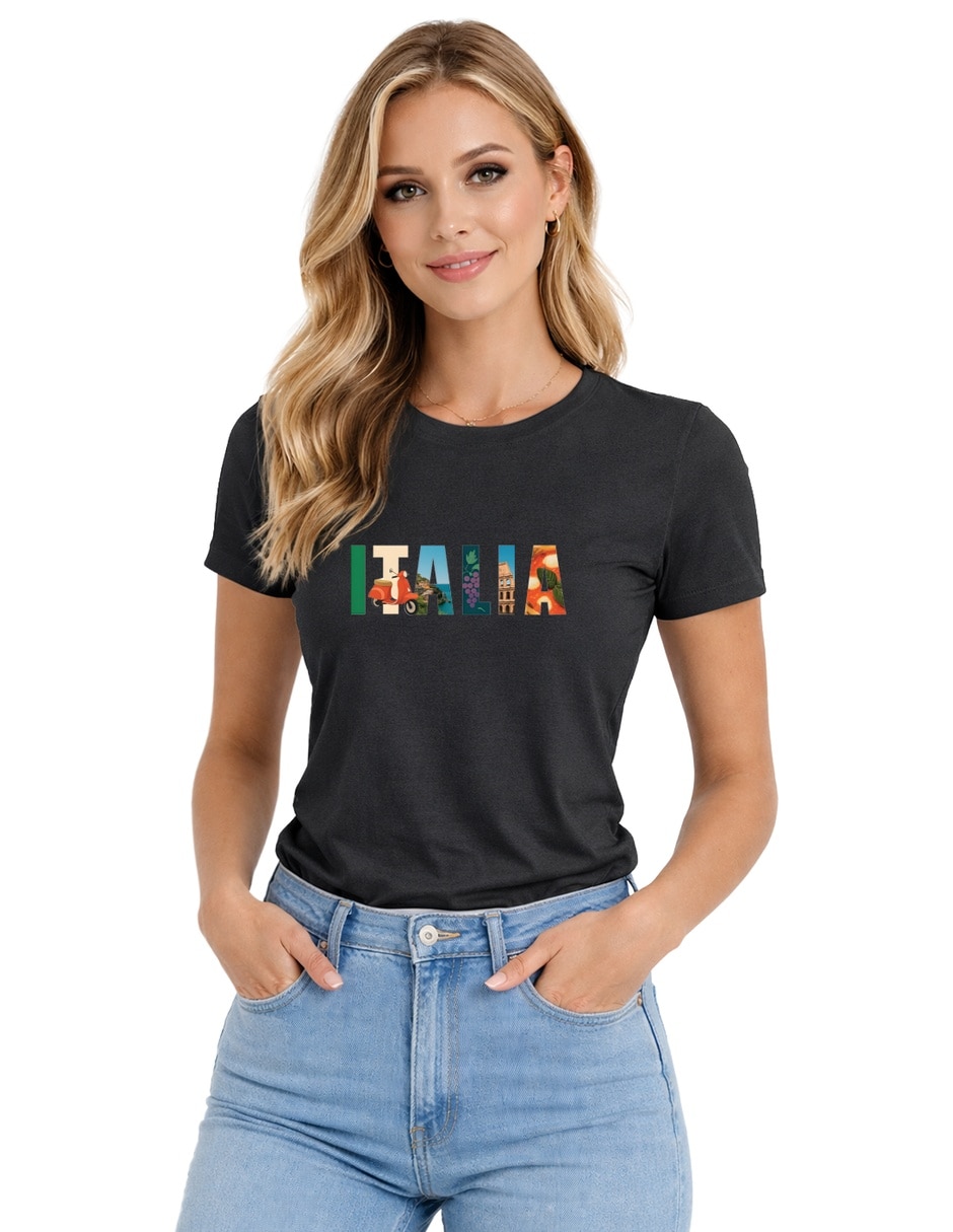 Playera manga corta cuello redondo para mujer 1