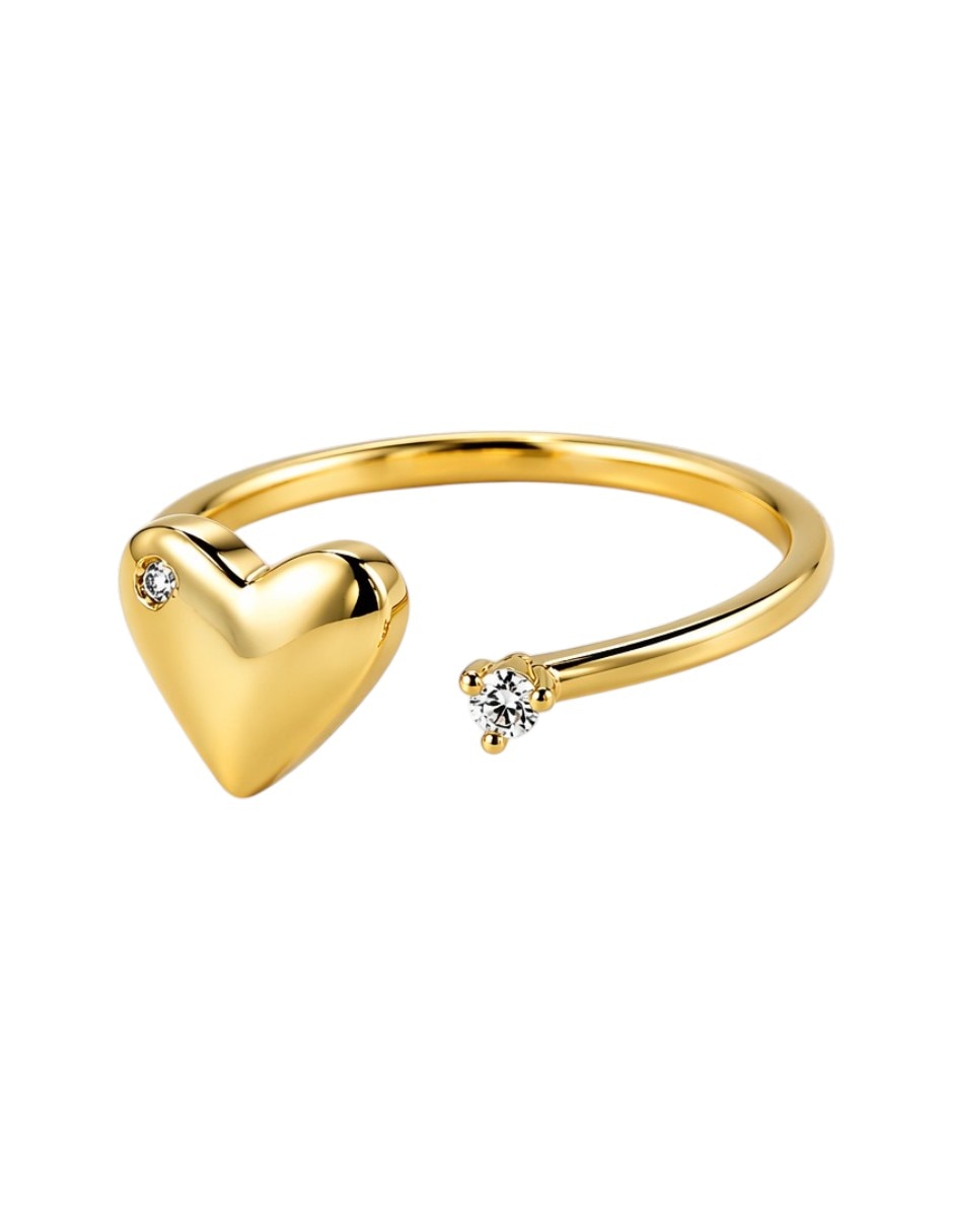 De corazón anillo 18 k de oro laminado zirconia ba–o de oro De corazón anillo 18 k de oro laminado zirconia ba–o de oro