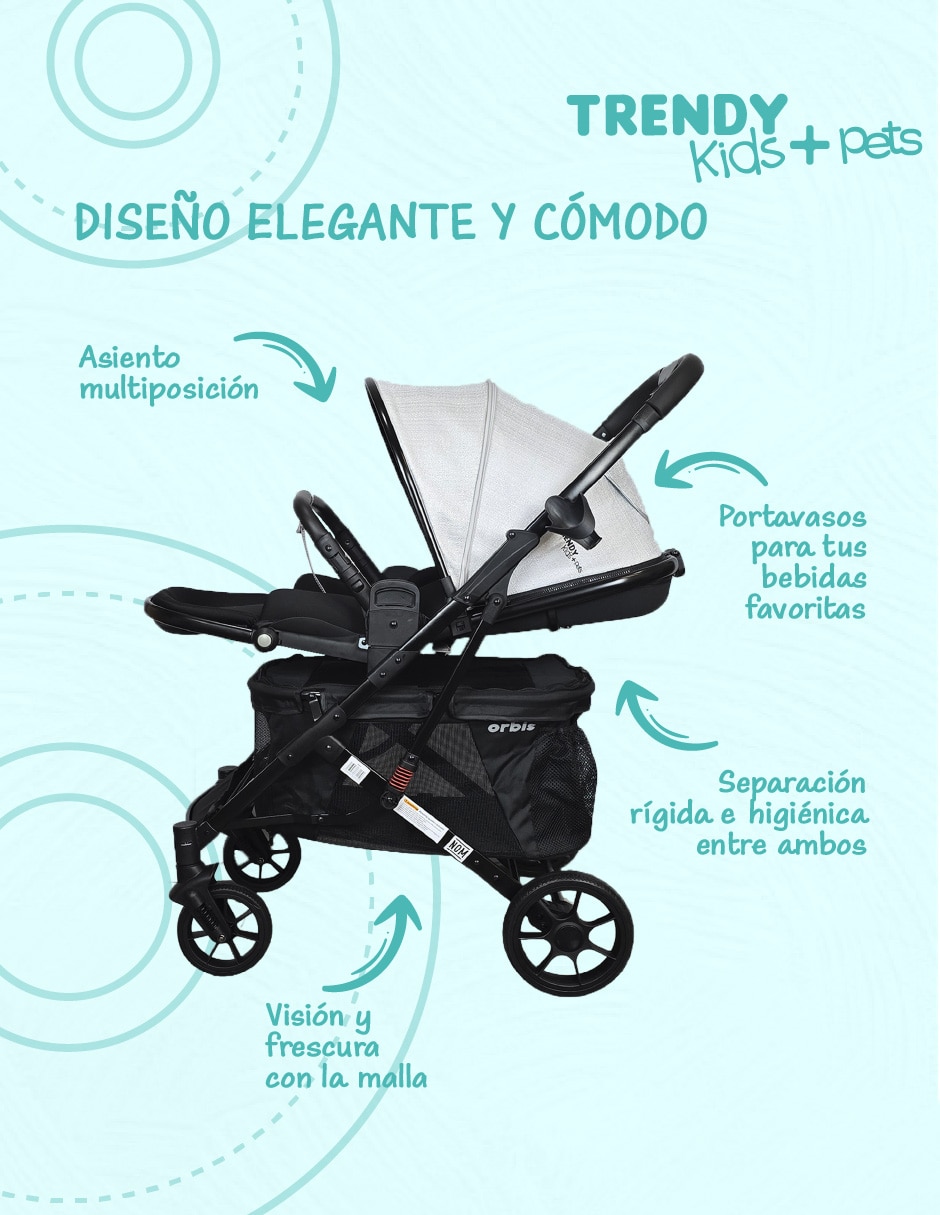 Carriola doble Orbis Trendy Kids plegable