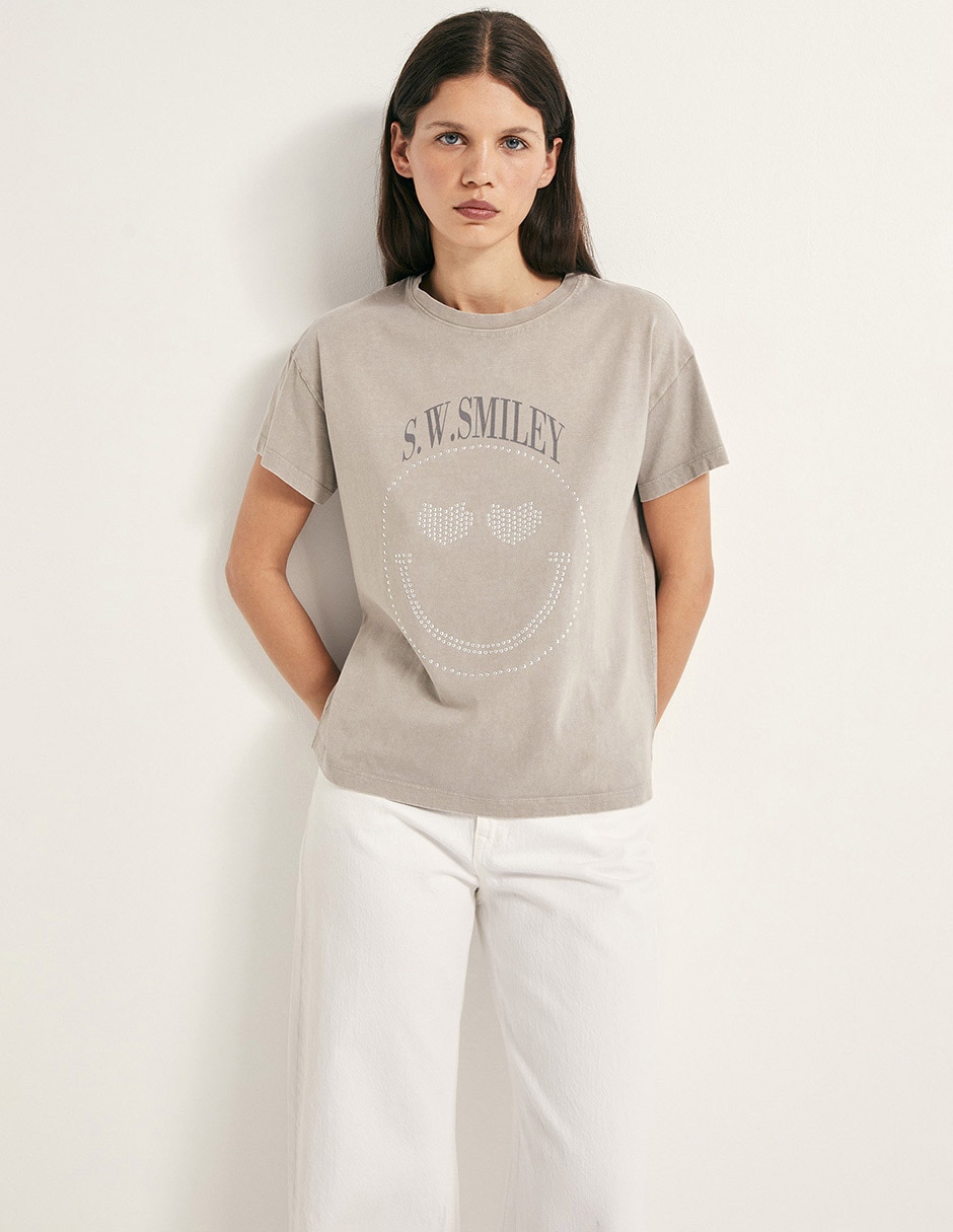 Playera manga corta cuello redondo para mujer Playera manga corta cuello redondo para mujer