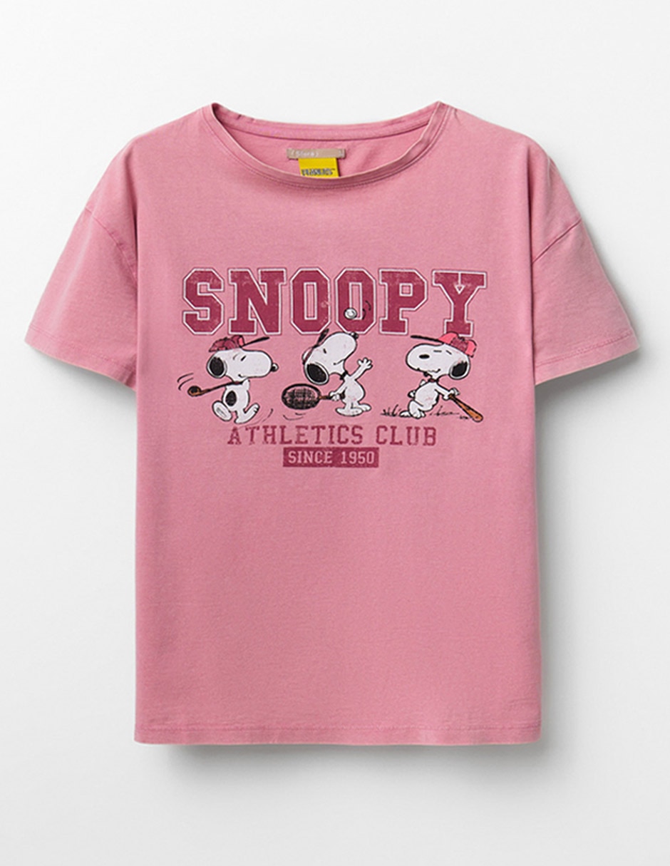 Playera manga corta Snoopy cuello redondo mujer