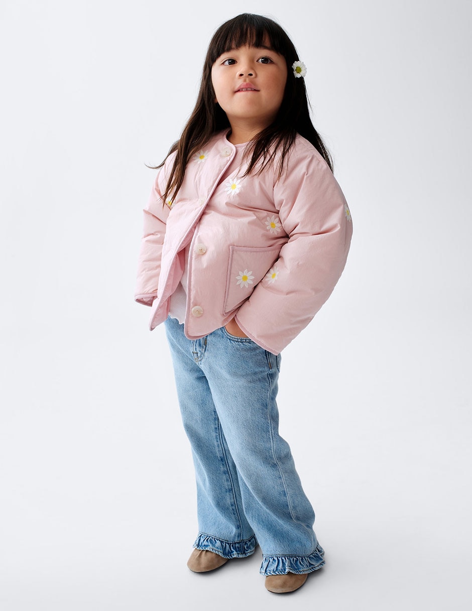 Jeans straight lavado claro para niña 5
