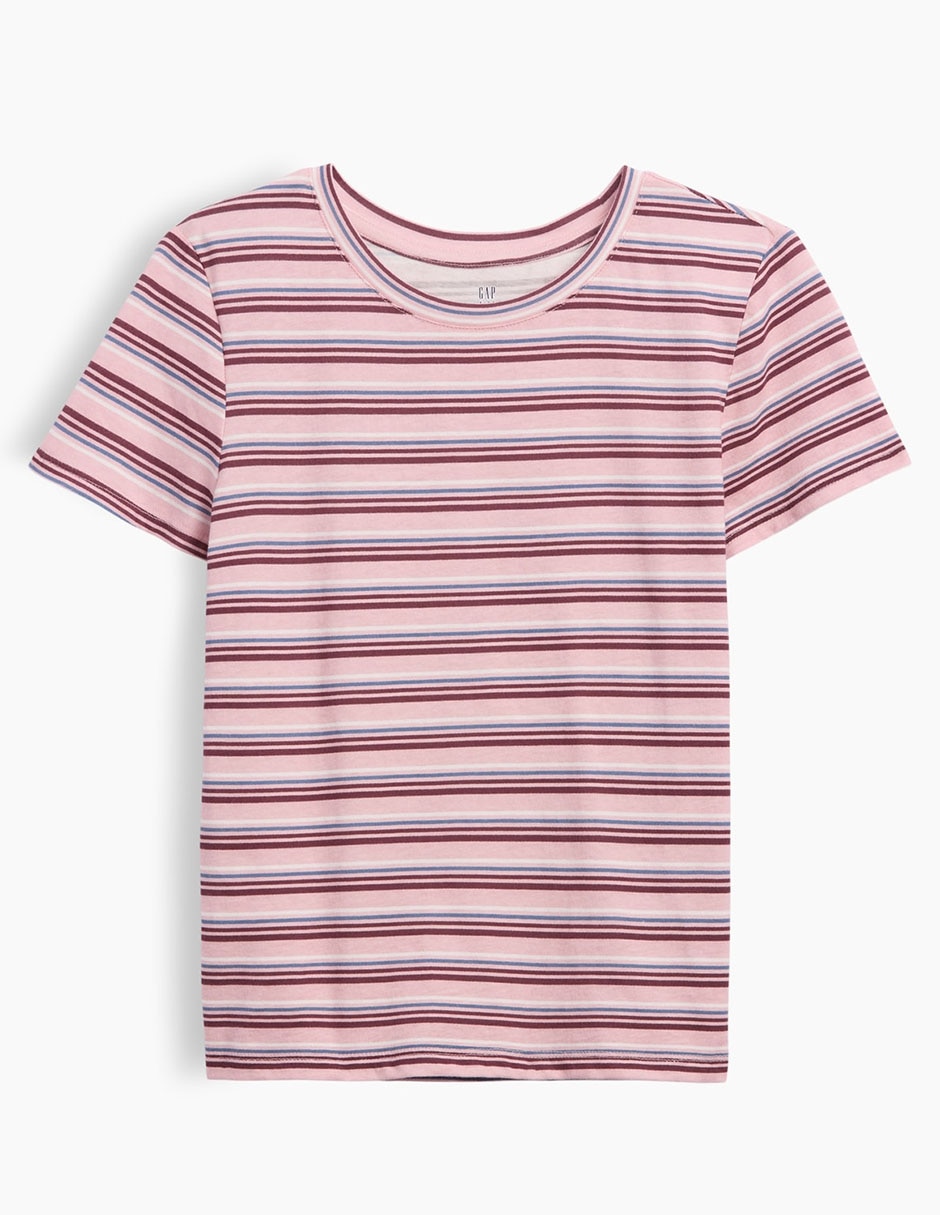 Playera manga corta a rayas para niña