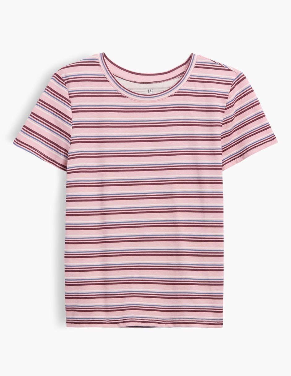 Playera manga corta a rayas para niña