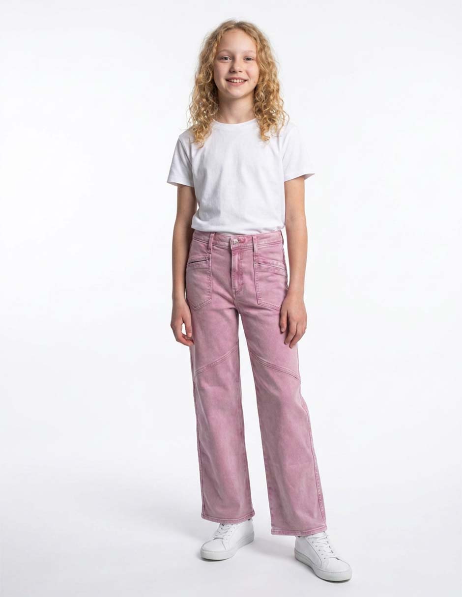 Jeans Wide leg lavado desgastado para niña Jeans Wide leg lavado desgastado para niña
