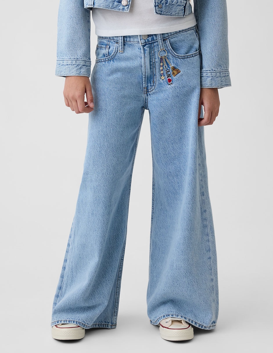 Jeans wide leg lavado claro para niña Jeans wide leg lavado claro para niña