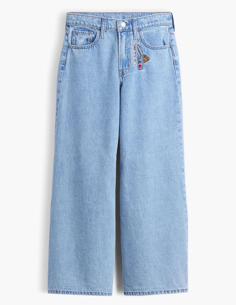 Jeans wide leg lavado claro para niña 6